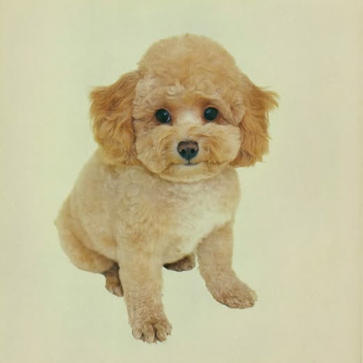 A poodle-cross puppy after a face trim